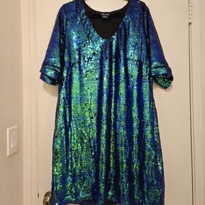 Mermaid swing dress!!! City Chic sz L Iridescent green/blue